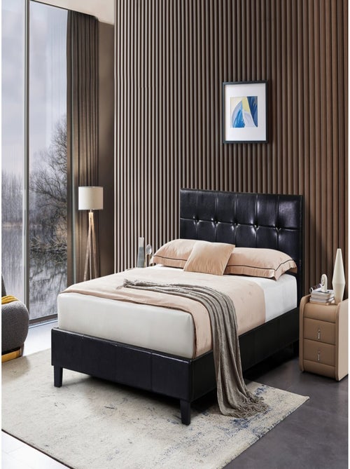 Lit double en pvc "Julia" - 140 x 190 cm - Noir - Kiabi