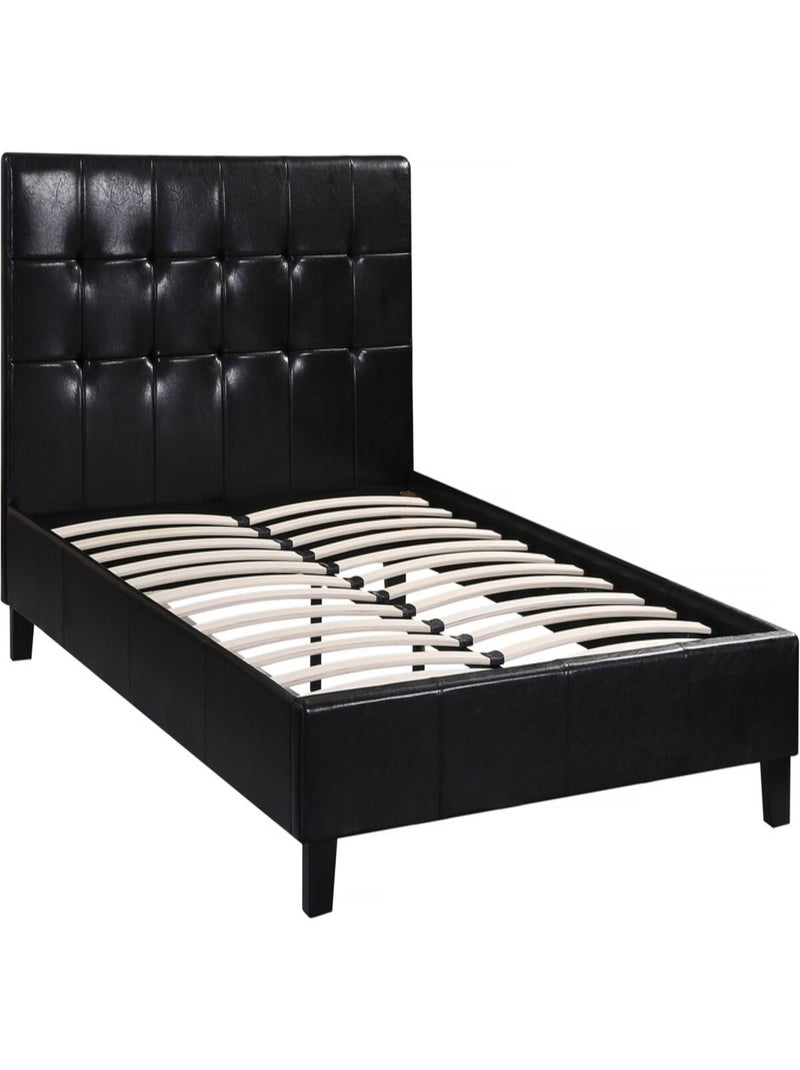 Lit double en pvc "Julia" - 140 x 190 cm - Noir Gris - Kiabi