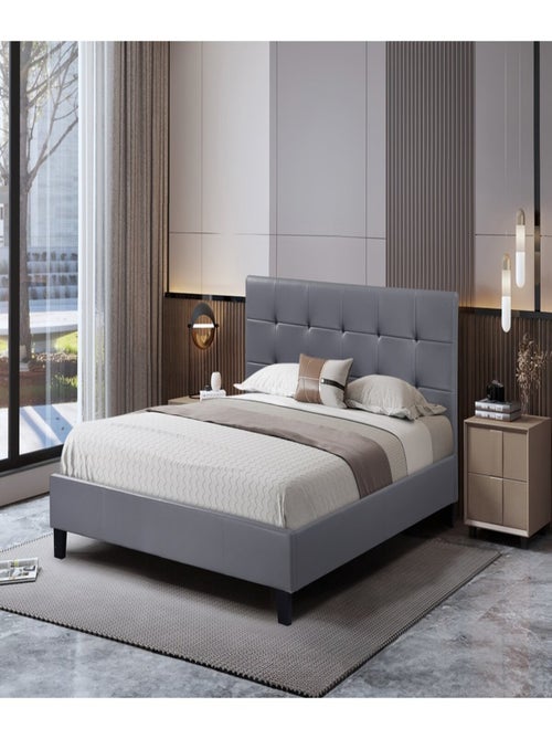 Lit double en pvc "Julia" - 160 x 200 - Gris clair - Kiabi