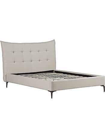 Lit double en tissu capitonné