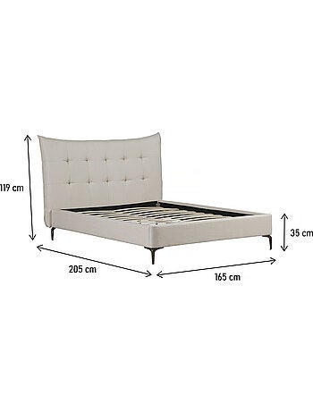 Lit double en tissu capitonné