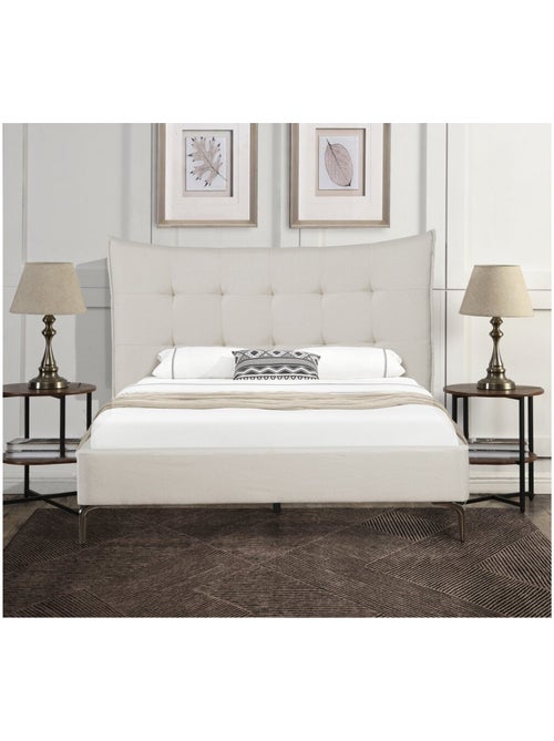 Lit double en tissu capitonné - Kiabi