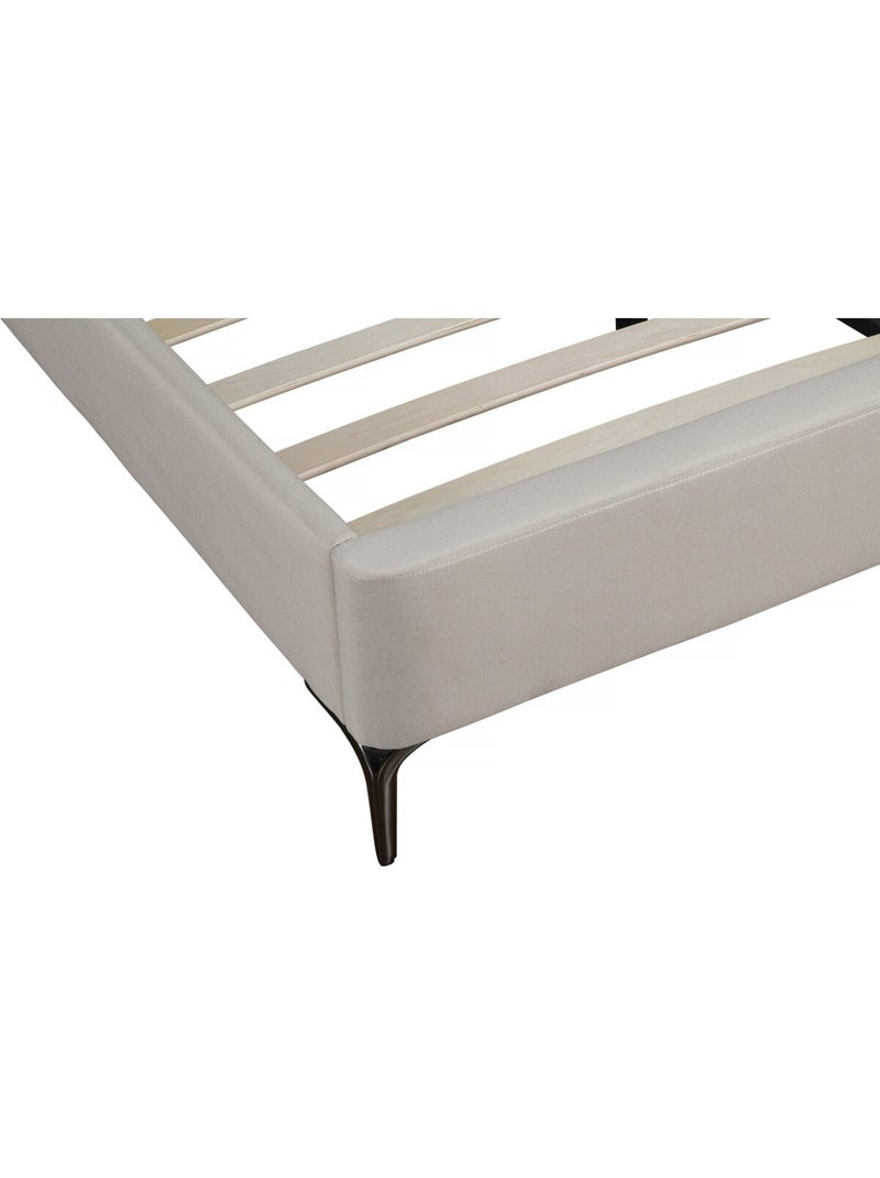 Lit double en tissu capitonné Beige - Kiabi