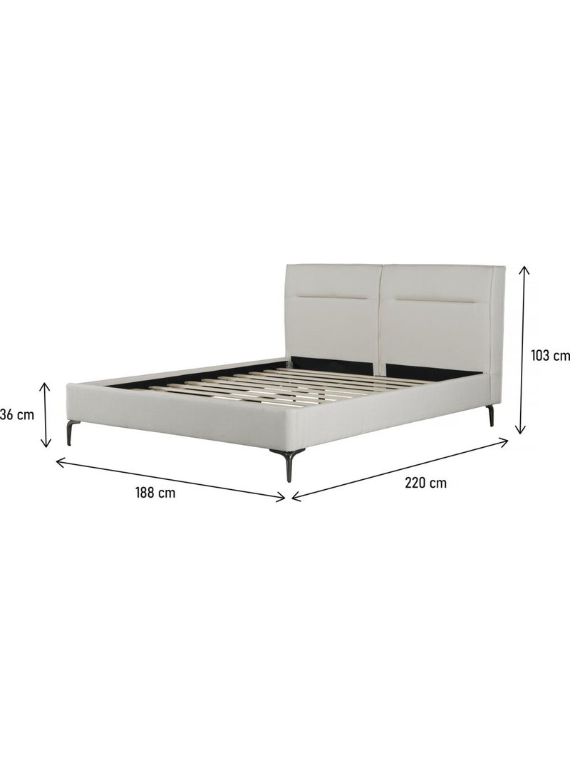 Lit double en tissu design Beige - Kiabi