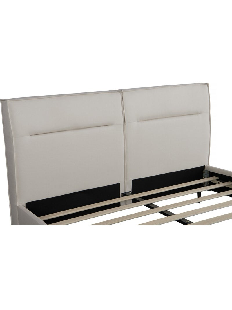 Lit double en tissu design Beige - Kiabi