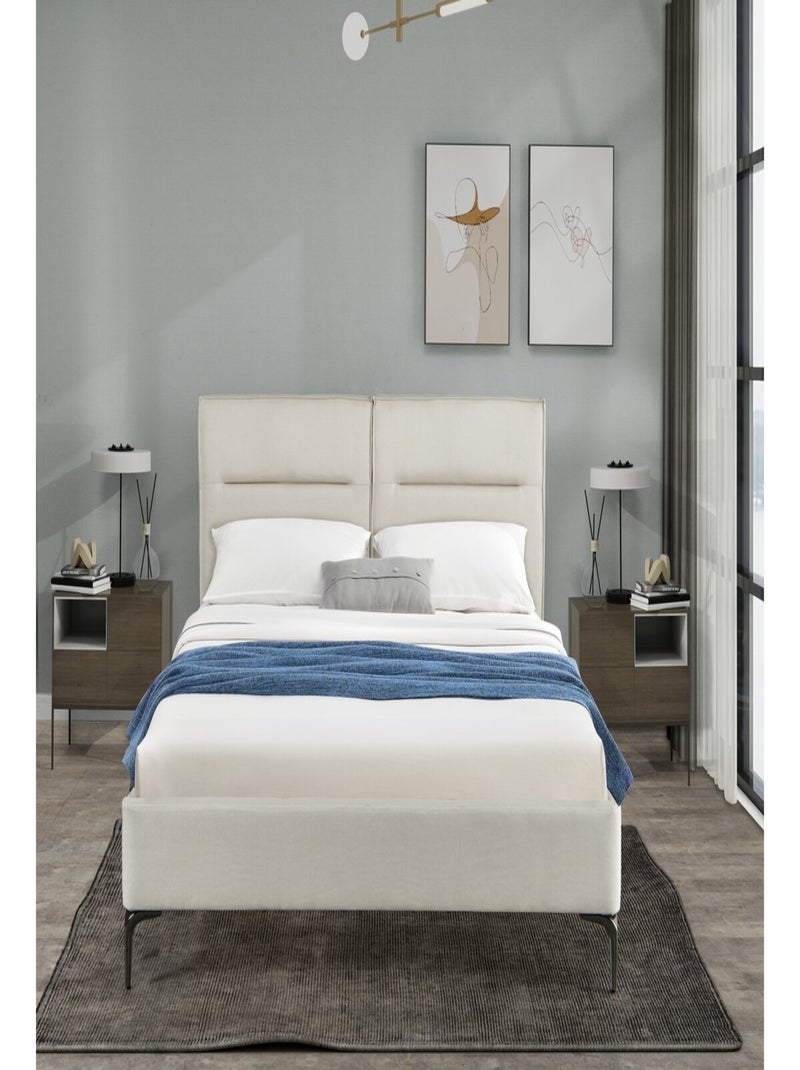 Lit double en tissu design "Moritz" - 180 x 200 cm - Beige Beige - Kiabi