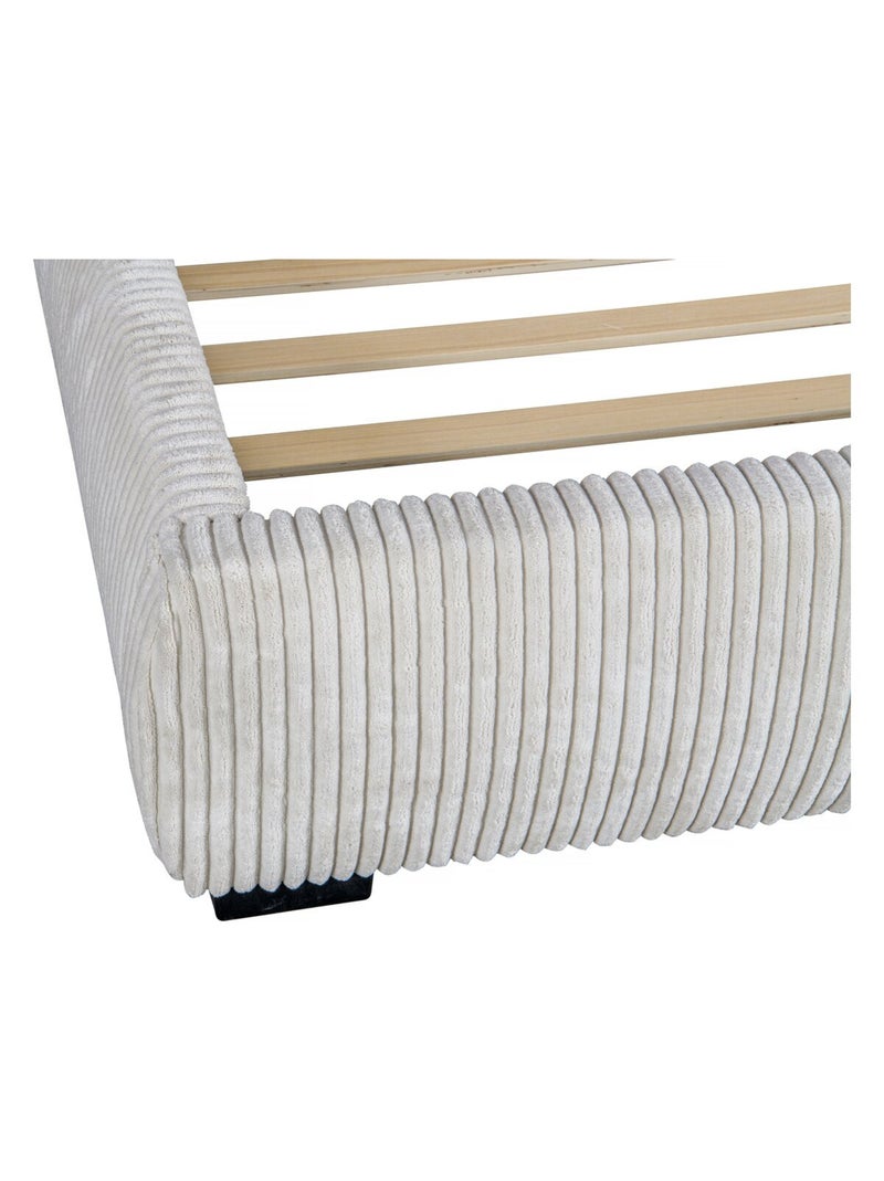 Lit double en velours côtelé Beige - Kiabi