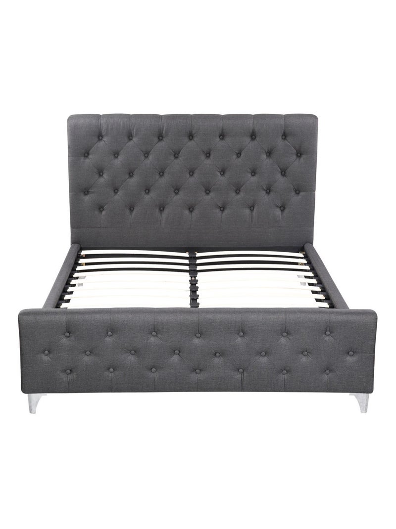 Lit double "Léa" - 140 x 190 cm - Gris Gris - Kiabi