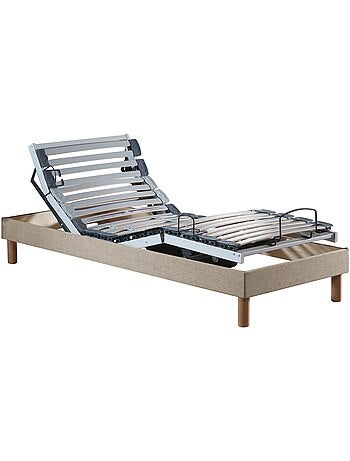 Lit électrique de relaxation multi lattes lisse beige