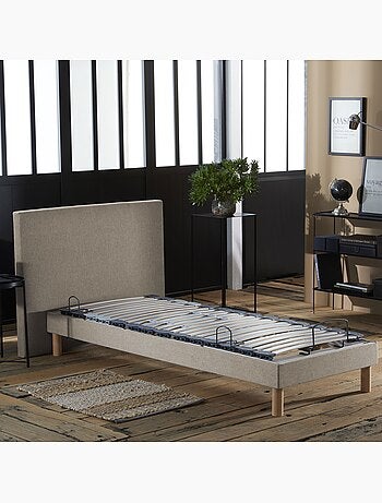 Lit électrique de relaxation multi lattes lisse beige