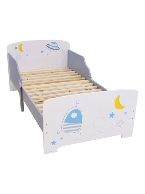 Lit en bois Espace et aventure spatiale 140 cm + Matelas - Kiabi