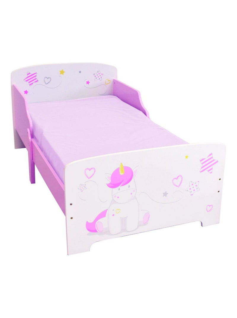 Lit en bois Licorne 140 Cm Rose - Kiabi