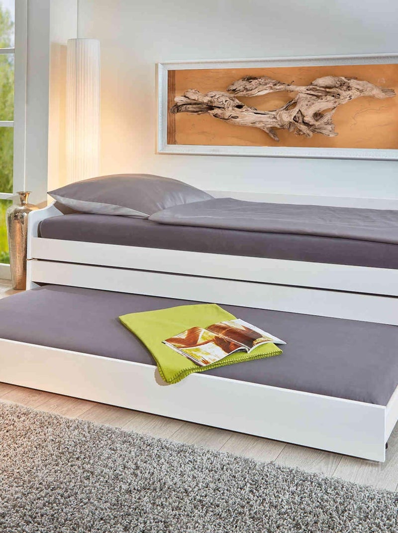 Lit en bois massif triple couchages Blanc - Kiabi