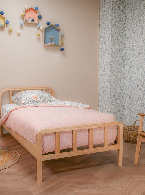 Lit en pin massif avec tête de lit arrondie - Kiabi