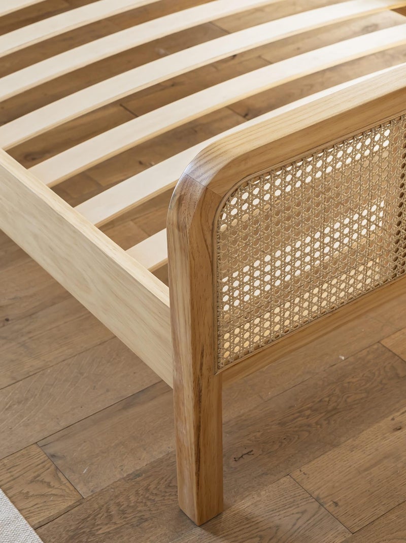 Lit en pin massif avec véritable cannage Marron clair - Kiabi