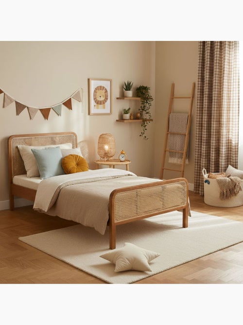Lit en pin massif avec véritable cannage - Kiabi Lit en pin massif avec véritable cannage - Kiabi