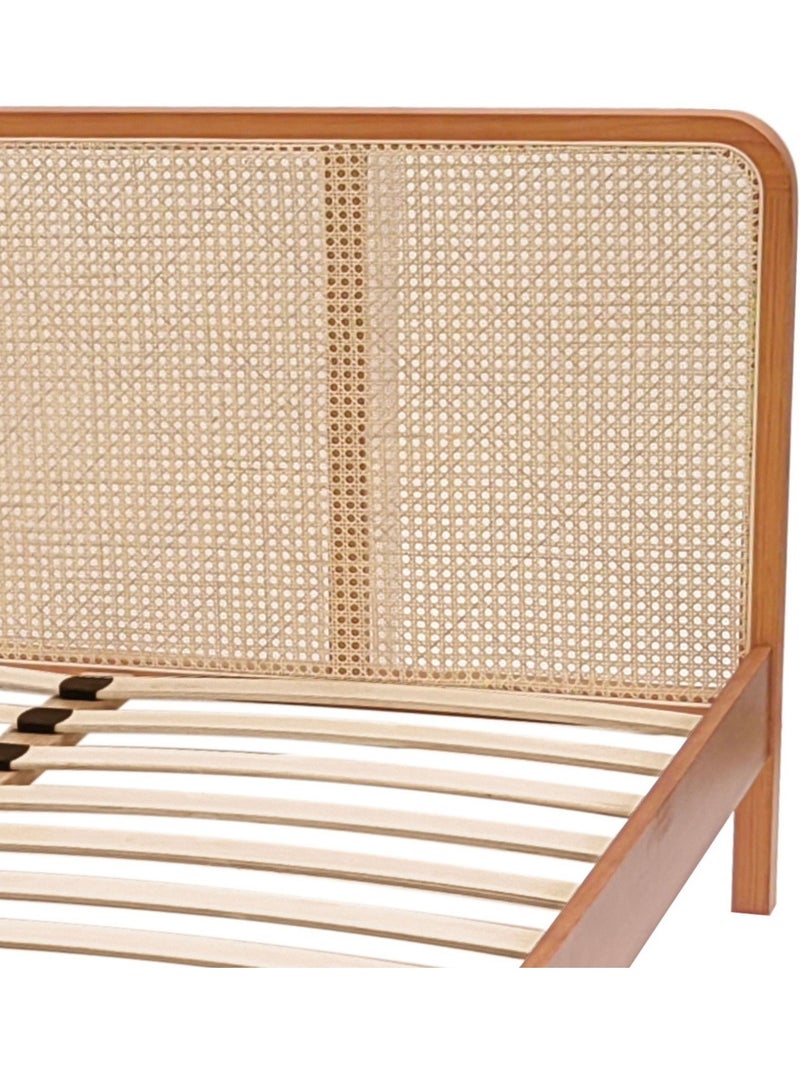 Lit en pin massif avec véritable cannage Marron noisette - Kiabi