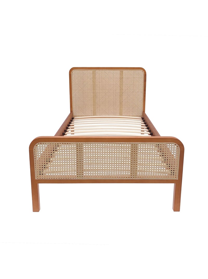 Lit en pin massif avec véritable cannage Marron noisette - Kiabi