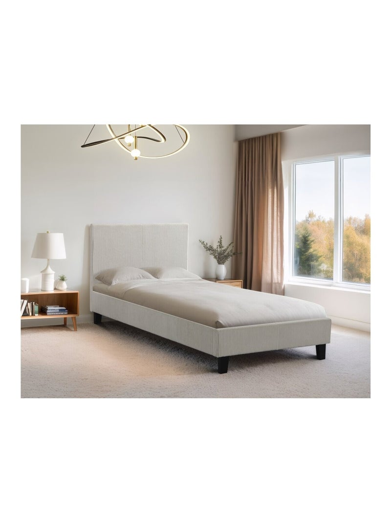 Lit en Velours Cotelé Beige - Kiabi