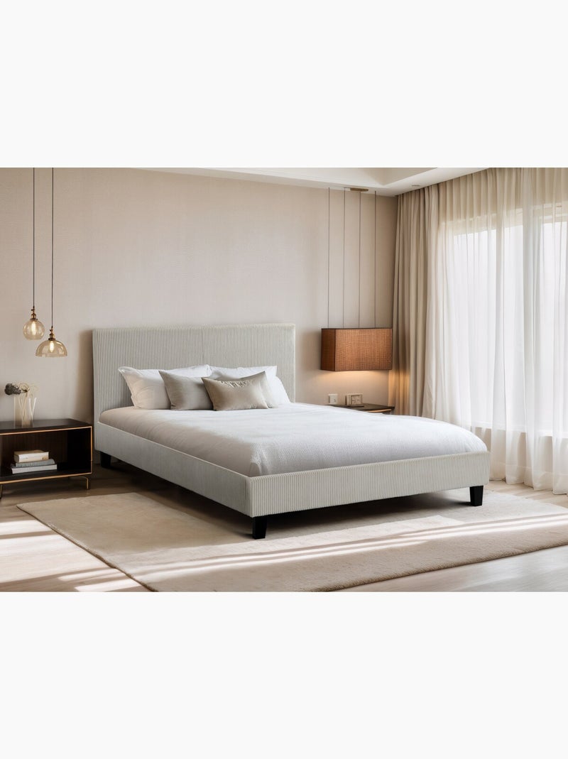 Lit en Velours Cotelé Beige - Kiabi