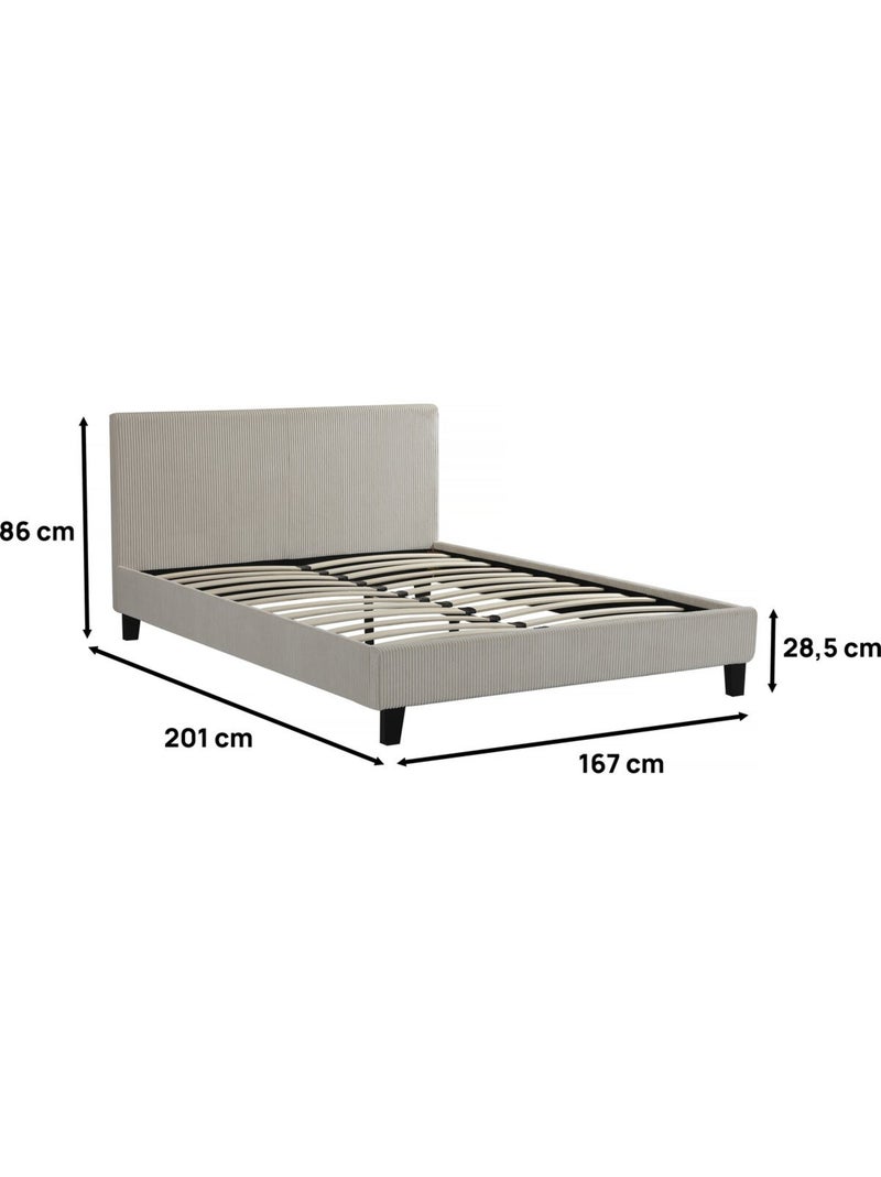 Lit en Velours Cotelé Beige - Kiabi