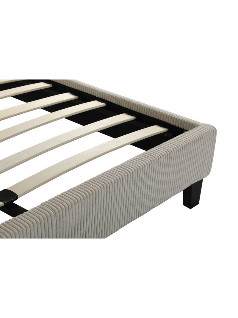 Lit en Velours Cotelé Beige - Kiabi