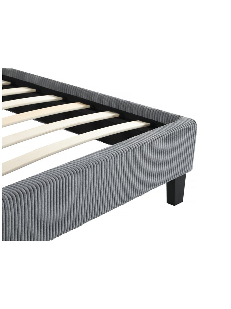 Lit en Velours Cotelé Gris - Kiabi