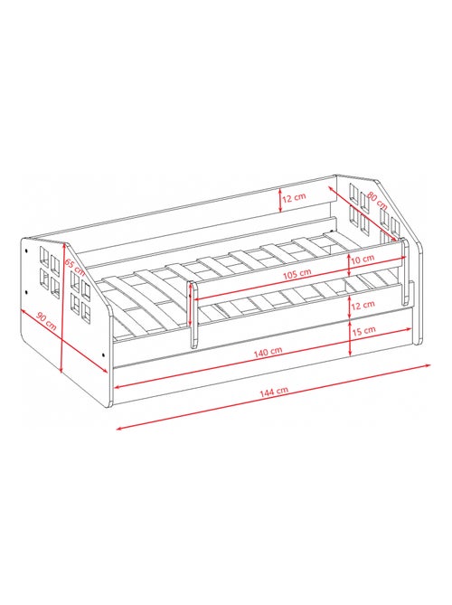Lit Enfant - 140x80cm - avec Matelas - Kiabi