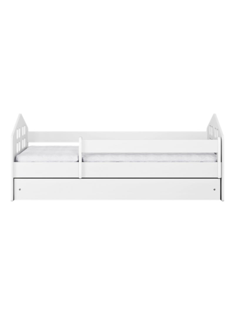 Lit Enfant - 140x80cm - avec Matelas et Tiroir Blanc - Kiabi
