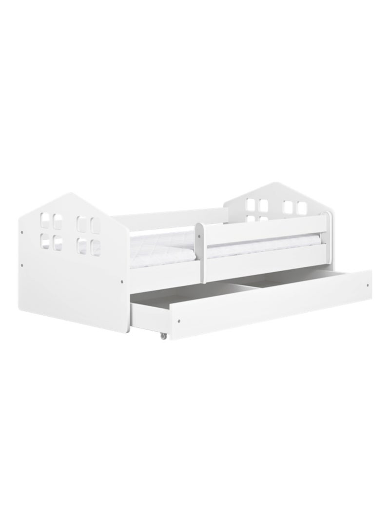 Lit Enfant - 140x80cm - avec Matelas et Tiroir Blanc - Kiabi