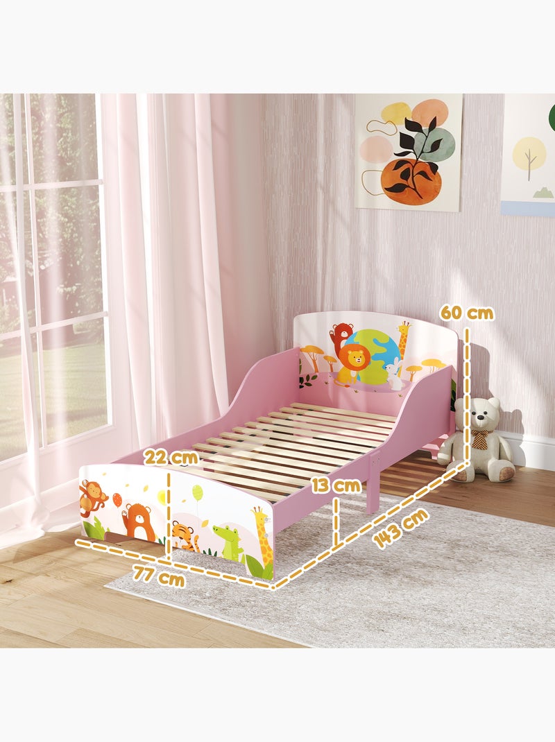 Lit enfant - lit d'enfant design animaux - sommier à lattes inclus - mdf contre-plaqué rose Rose - Kiabi
