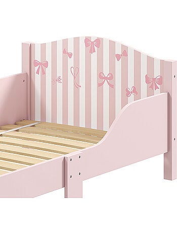 Lit enfant - lit d'enfant design girly - sommier à lattes inclus - rose blanc