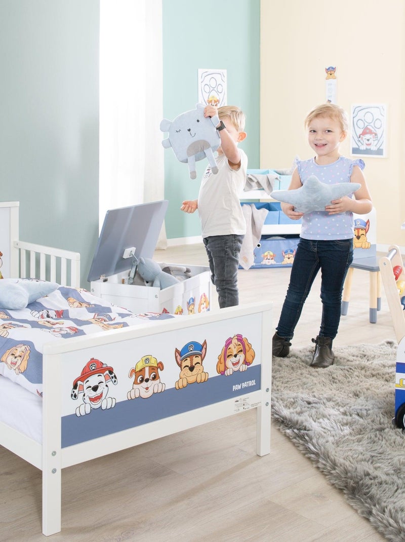 Lit enfant 70 x 140 avec barrières de sécurité et linge de lit 'Paw Patrol' ROBA Blanc Bleu Gris - Kiabi