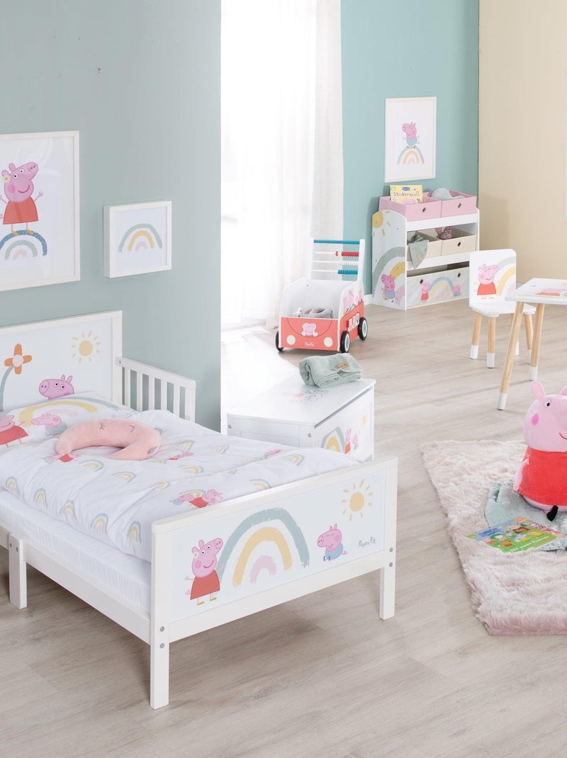 Lit enfant 70 x 140 avec barrières de sécurité et linge de lit 'Peppa Pig' ROBA Blanc Rose Gris - Kiabi