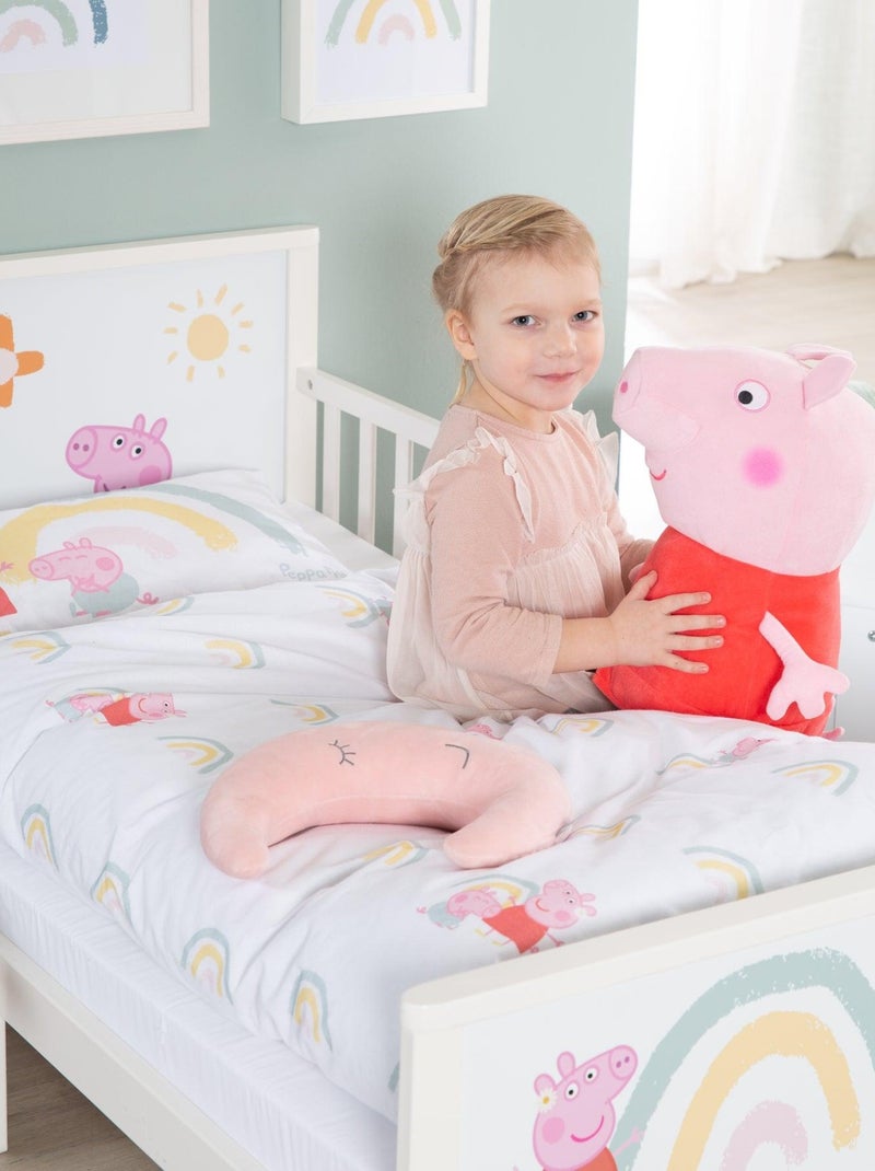 Lit enfant 70 x 140 avec barrières de sécurité et linge de lit 'Peppa Pig' ROBA Blanc Rose Gris - Kiabi