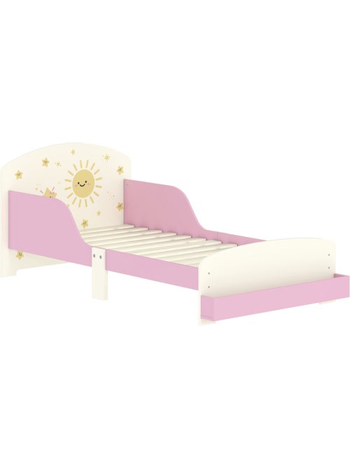 Lit enfant 70 x 140 cm - tête de lit, sommier, rangement - motif étoiles soleil - Kiabi Lit enfant 70 x 140 cm - tête de lit, sommier, rangement - motif étoiles soleil - Kiabi