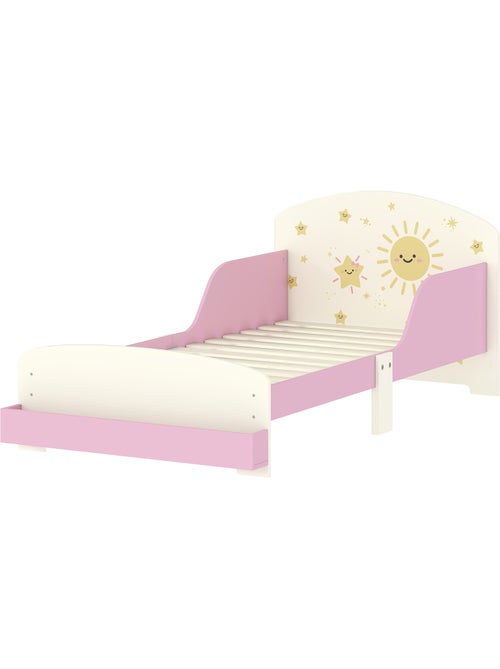 Lit enfant 70 x 140 cm - tête de lit, sommier, rangement - motif étoiles soleil - Kiabi Lit enfant 70 x 140 cm - tête de lit, sommier, rangement - motif étoiles soleil - Kiabi