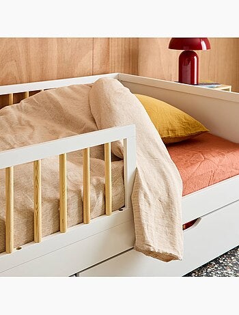 Lit enfant 90 x 190 cm pin naturel sommier à lattes inclus Elio