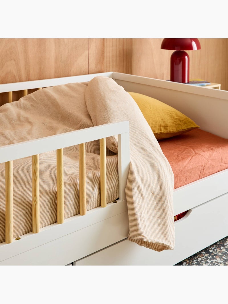 Lit enfant 90 x 190 cm pin naturel sommier à lattes inclus Elio Blanc - Kiabi