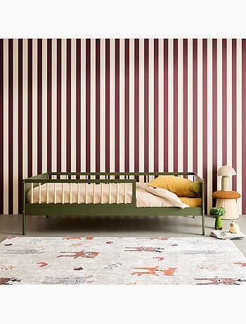 Lit enfant 90 x 190 cm pin naturel sommier à lattes inclus Elio