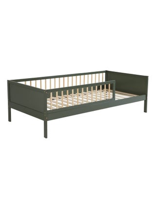 Lit enfant 90 x 190 cm pin naturel sommier à lattes inclus Elio