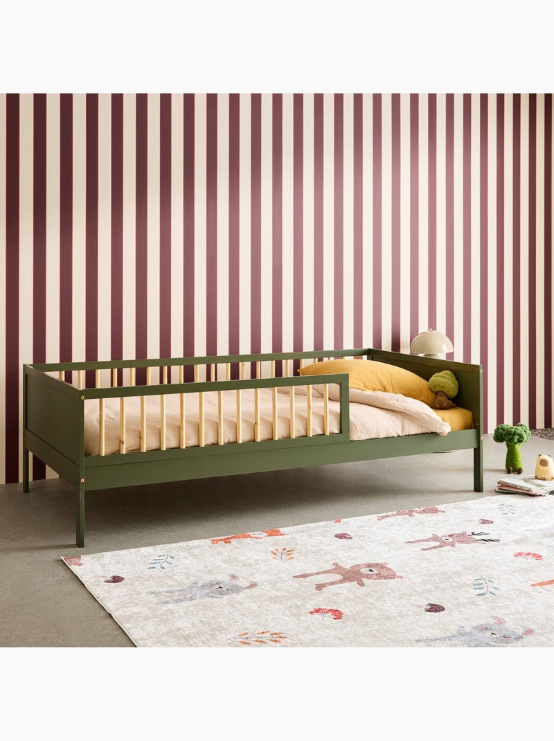 Lit enfant 90 x 190 cm pin naturel sommier à lattes inclus Elio Vert - Kiabi