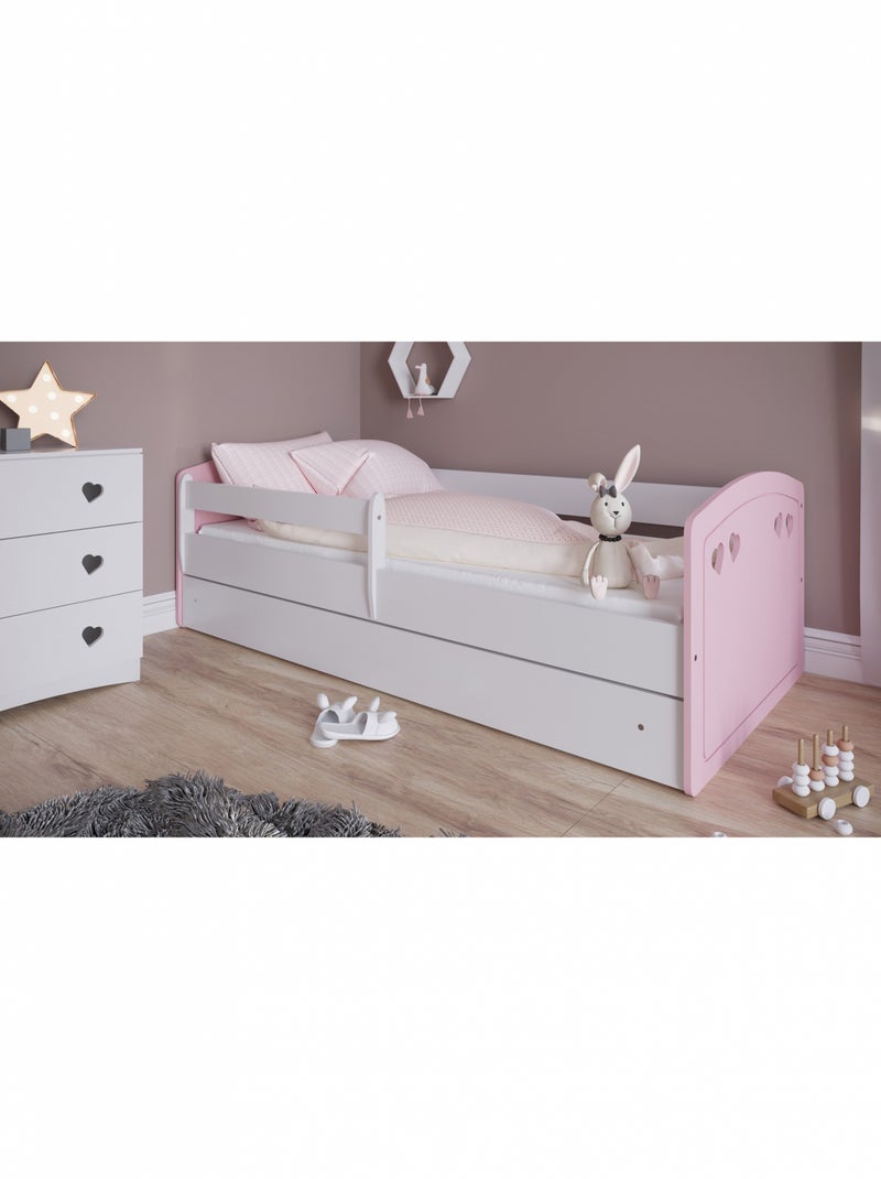 Lit Enfant à barrière 140x80 cm avec tiroir Rose clair - Kiabi
