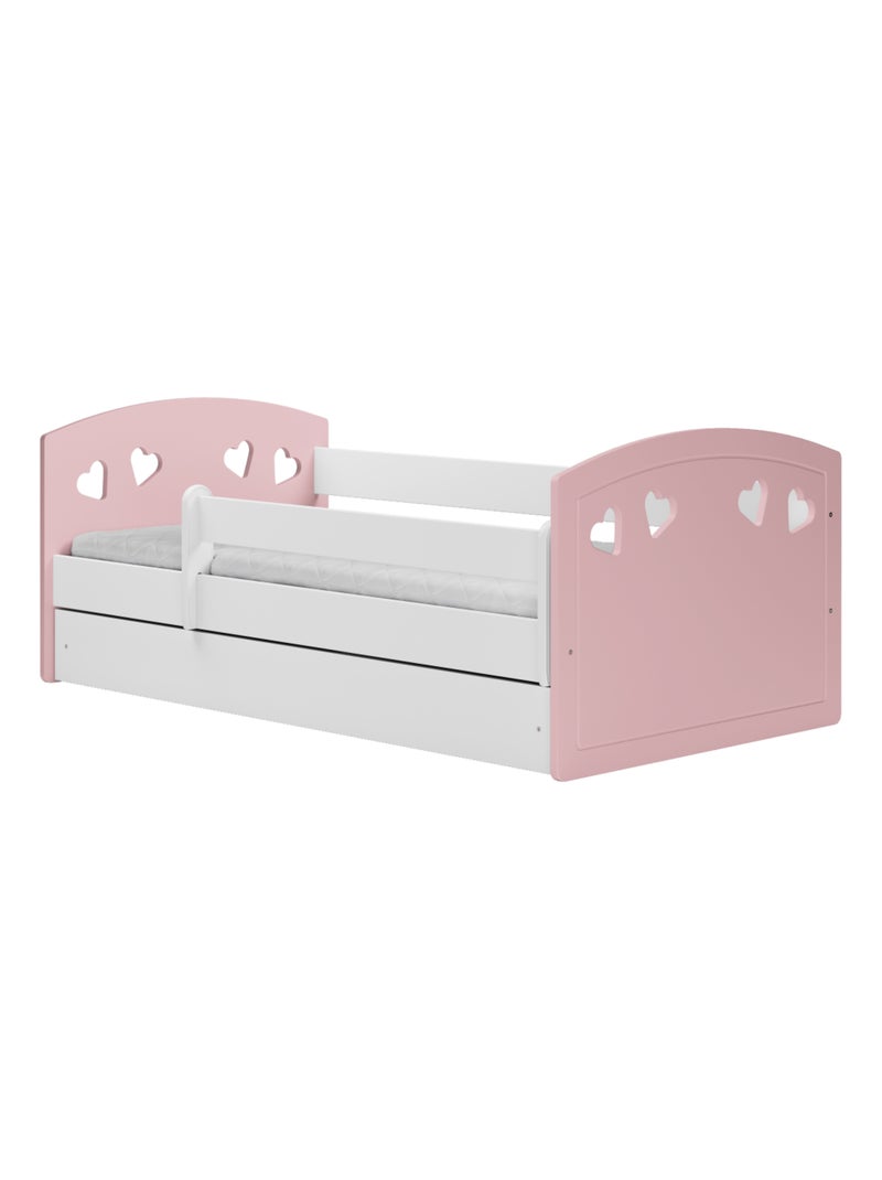 Lit Enfant à barrière 140x80 cm avec tiroir Rose clair - Kiabi