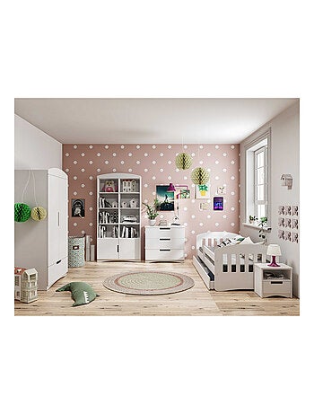 Lit Enfant à barrière 140x80cm avec tiroir et matelas inclus - CLASSIC