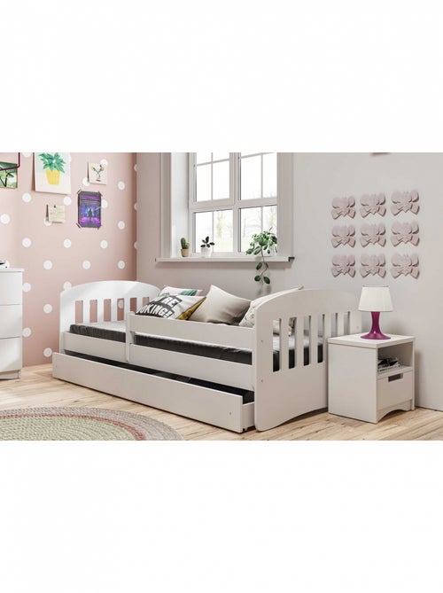Lit Enfant à barrière 140x80cm avec tiroir et matelas inclus - CLASSIC - Kiabi