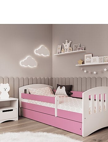 Lit Enfant à barrière 140x80cm avec tiroir et matelas inclus - CLASSIC