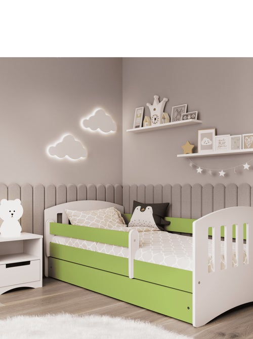 Lit Enfant à barrière 140x80cm avec tiroir et matelas inclus - CLASSIC - Kiabi
