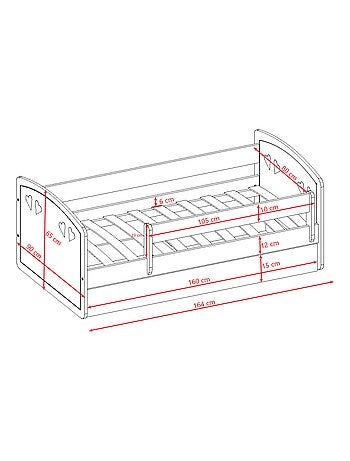 Lit Enfant à barrière 160x80 cm avec tiroir