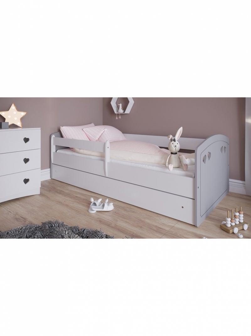 Lit Enfant à barrière 160x80 cm avec tiroir Gris - Kiabi